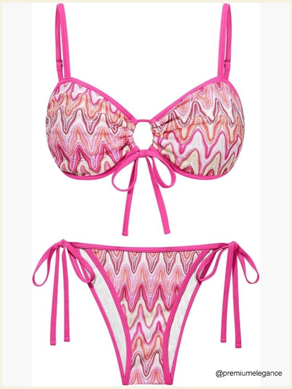 High Cut String Crochet Bikini Set - Cheeky Side Tie Two Piece Swimsuit